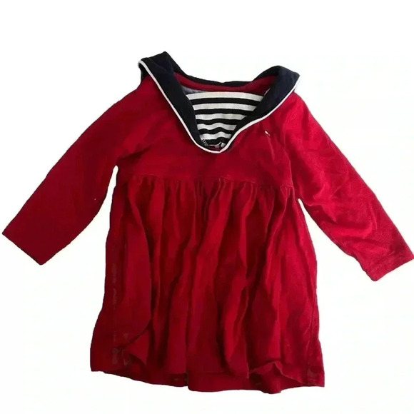 Girl’s Tommy Hilfigier Long Sleeved Red Dress Size 6-12 Months - Picture 1 of 3